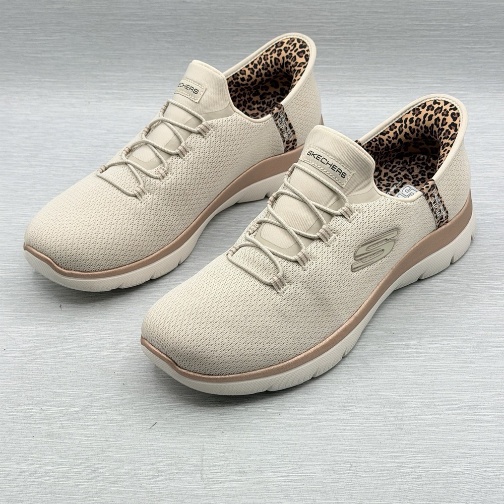 Skechers Slip Ins Women's 10 Summits Leopard Chic Natural Sneakers 150275